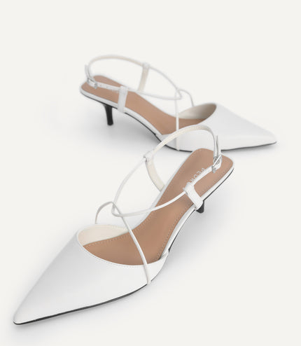 Leather Pointed Heels with Crisscross Straps