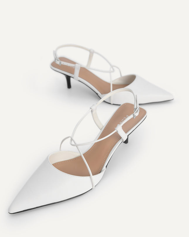 Leather Pointed Heels with Crisscross Straps