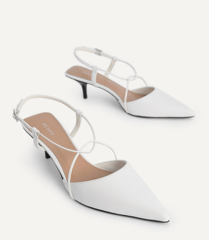 Leather Pointed Heels with Crisscross Straps