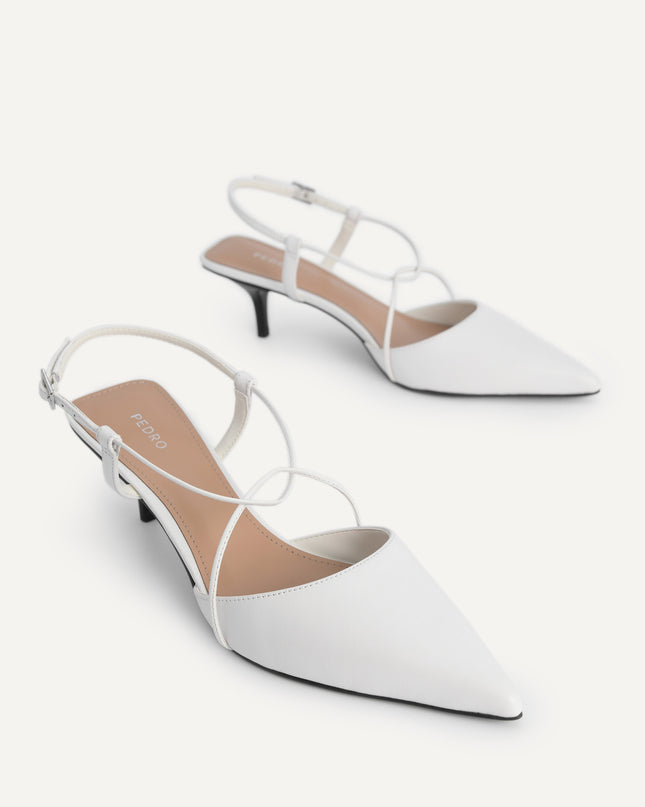 Leather Pointed Heels with Crisscross Straps