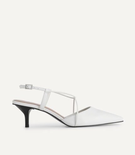 Leather Pointed Heels with Crisscross Straps