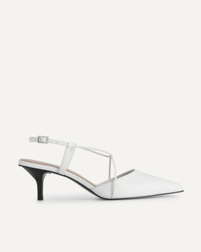 Leather Pointed Heels with Crisscross Straps