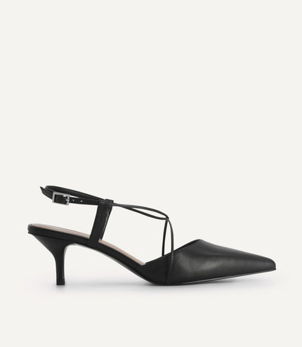 Leather Pointed Heels with Crisscross Straps