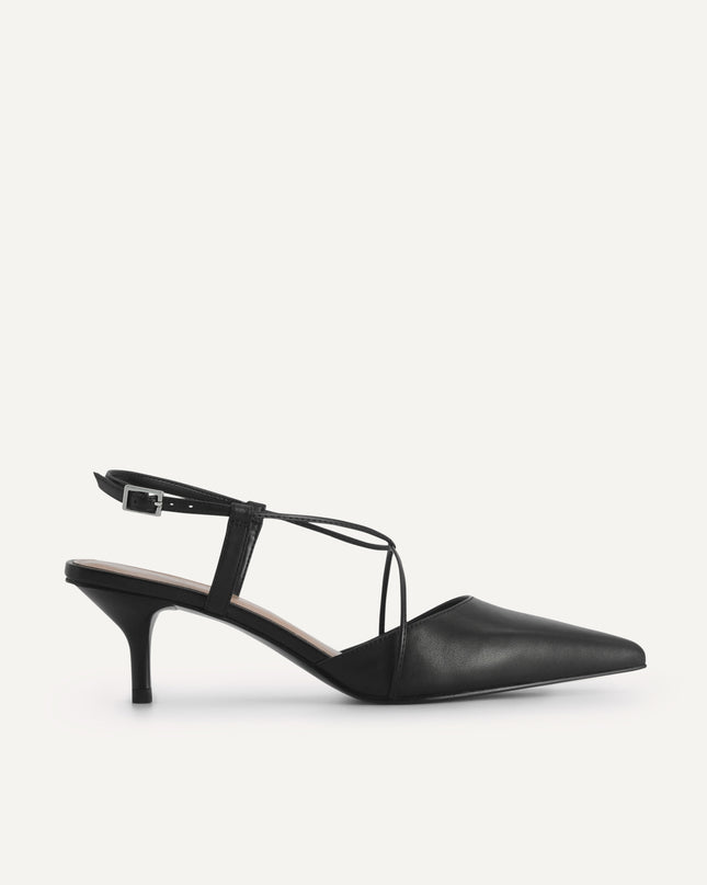 Leather Pointed Heels with Crisscross Straps