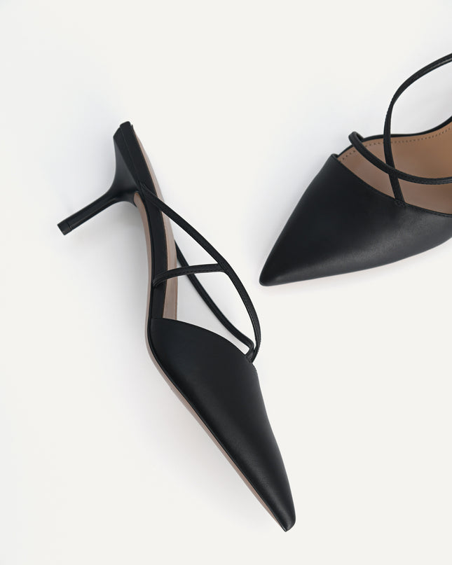 Pointed Toe Leather Heels