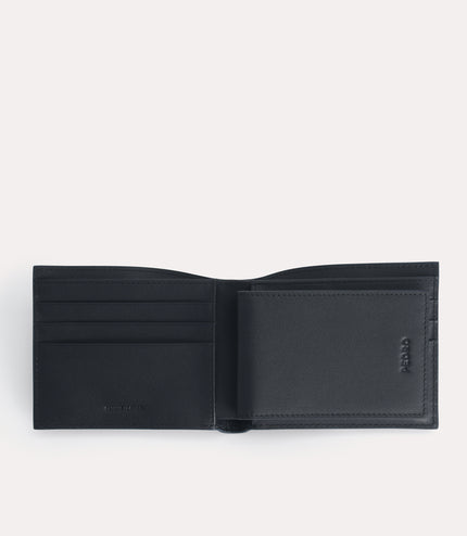 Textured Leather Bi-Fold Wallet with Insert
