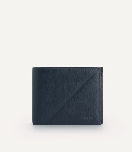 Textured Leather Bi-Fold Wallet with Insert