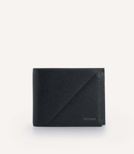 Textured Leather Bi-Fold Wallet with Insert