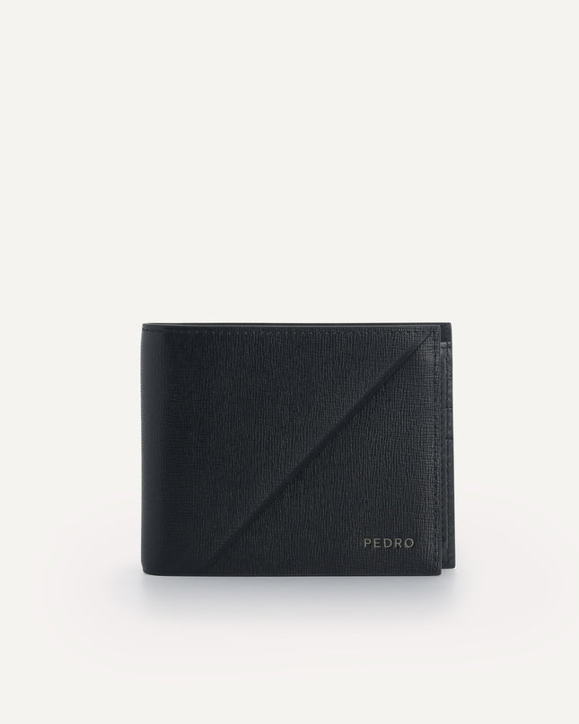 Textured Leather Bi-Fold Wallet with Insert