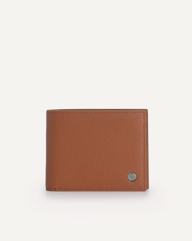 Textured Leather Bi-Fold Wallet with Insert