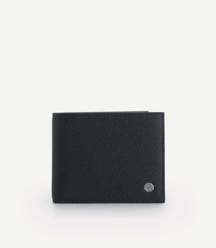 Textured Leather Bi-Fold Wallet with Insert