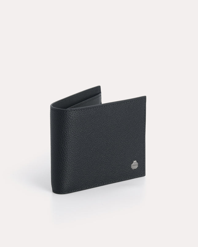 Textured Leather Bi-Fold Wallet with Insert