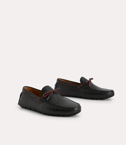 Bow-Detailed Leather Moccasins