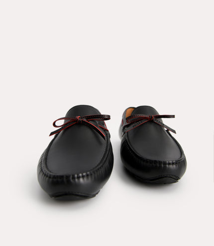 Bow-Detailed Leather Moccasins