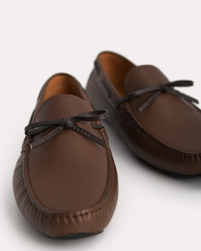 Bow-Detailed Leather Moccasins