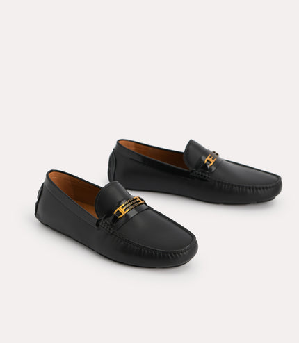 Leather Moccasins with Gold Bit