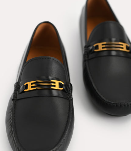 Leather Moccasins with Gold Bit