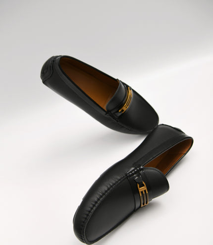 Leather Moccasins with Gold Bit