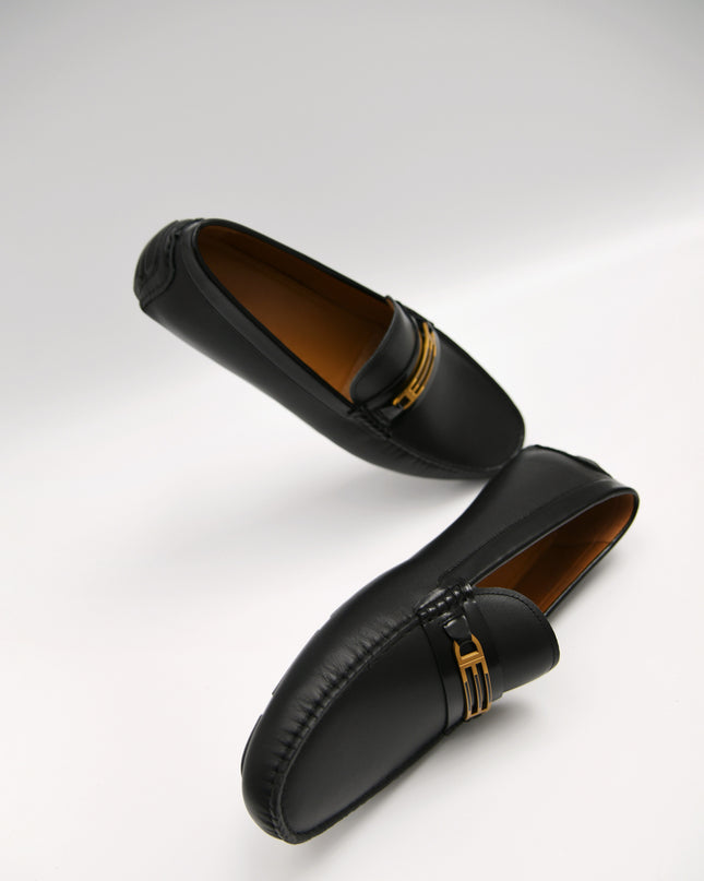 Leather Moccasins with Gold Bit