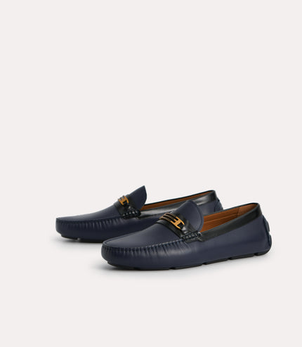 Leather Moccasins with Gold Bit