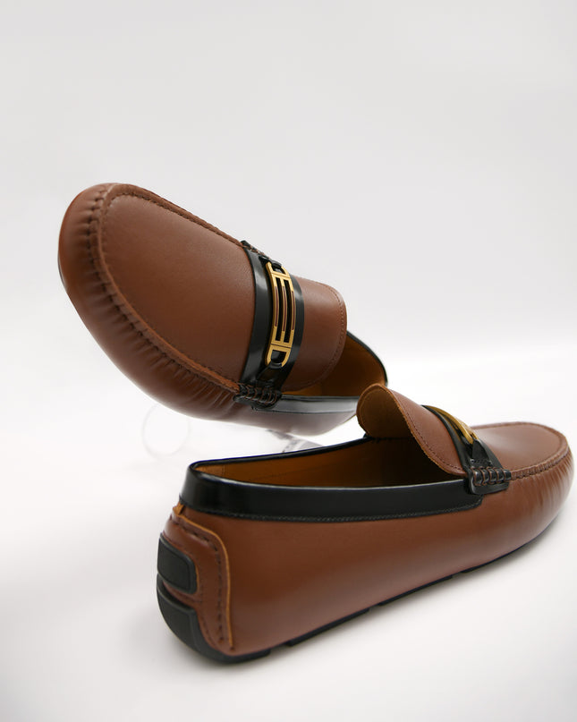 Leather Moccasins with Gold Bit