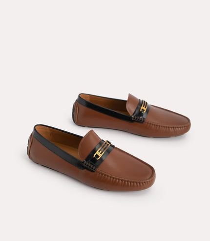 Leather Moccasins with Gold Bit