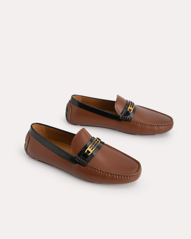 Leather Moccasins with Gold Bit