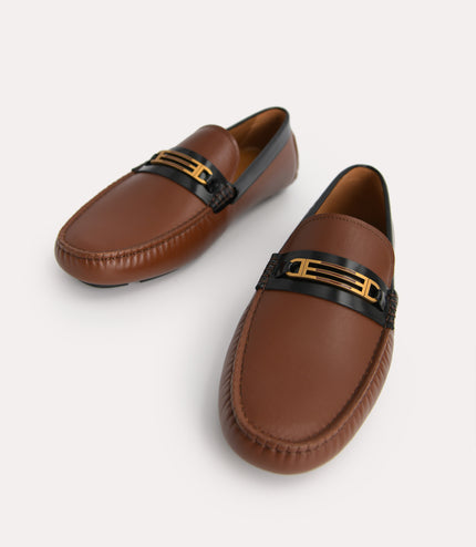 Leather Moccasins with Gold Bit