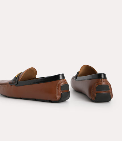 Leather Moccasins with Gold Bit