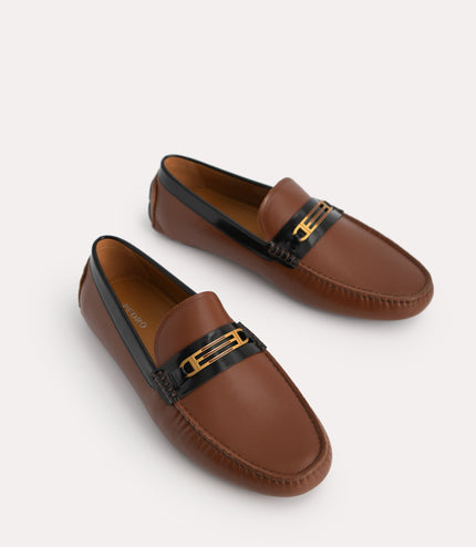 Leather Moccasins with Gold Bit