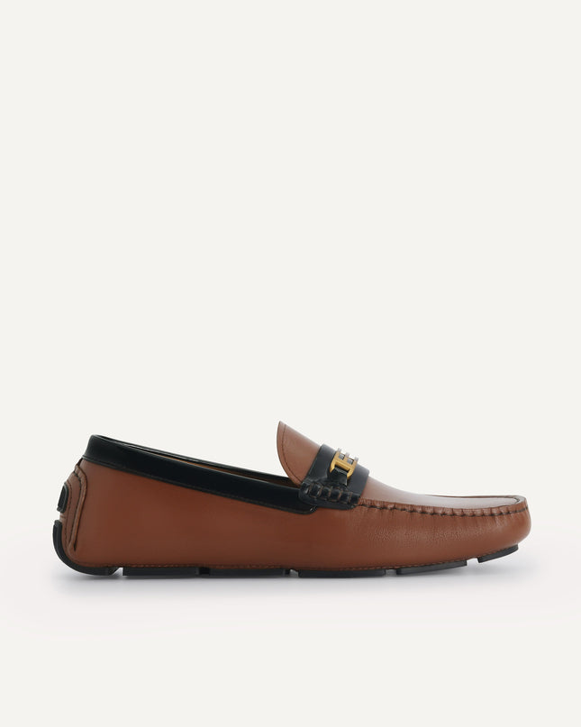Leather Moccasins with Gold Bit