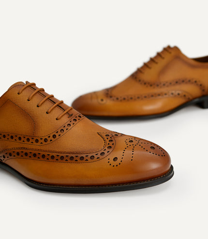 Textured Brogue Oxford Shoes