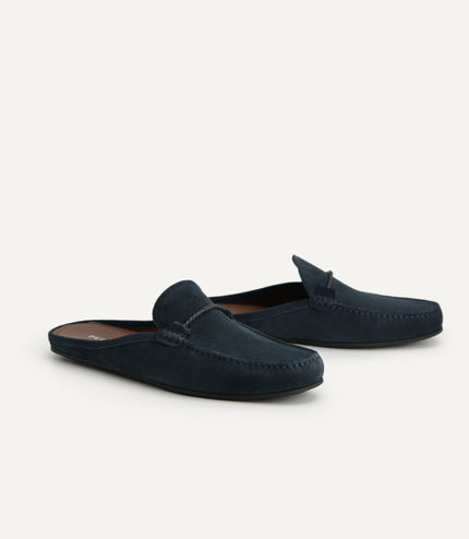 Leather Slip-On Loafers - Navy