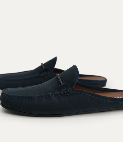 Leather Slip-On Loafers - Navy