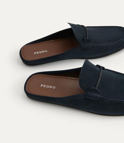 Leather Slip-On Loafers - Navy