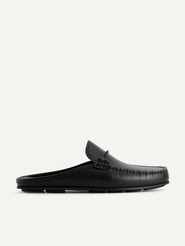 Leather Slip-On Loafers - Black