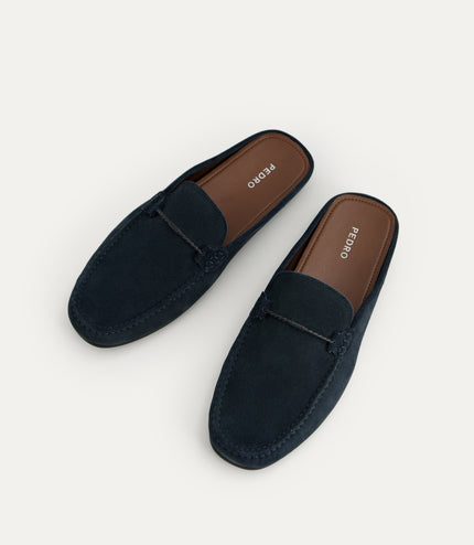 Leather Slip-On Loafers - Navy
