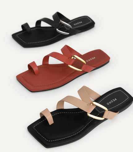 Square-Toe Toe Loop Sandals