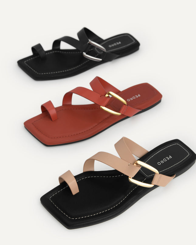 Square-Toe Toe Loop Sandals