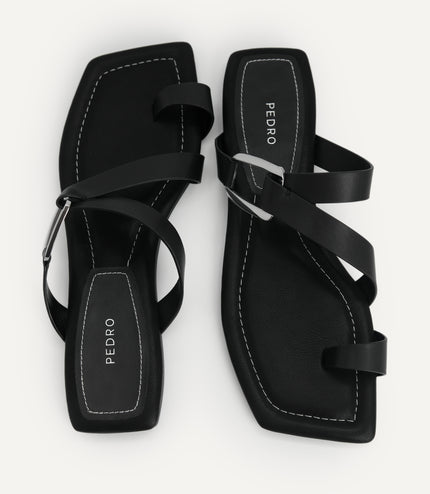 Square-Toe Toe Loop Sandals