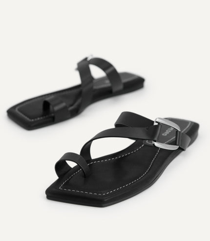 Square-Toe Toe Loop Sandals