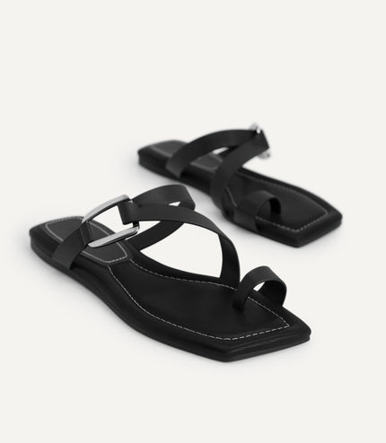 Square-Toe Toe Loop Sandals