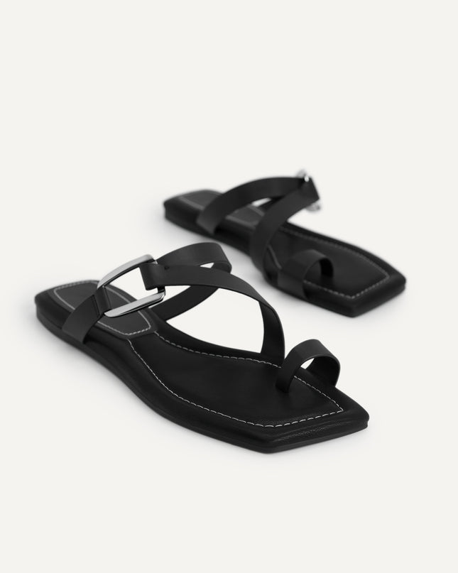 Square-Toe Toe Loop Sandals