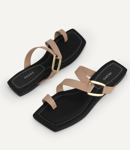 Square-Toe Toe Loop Sandals