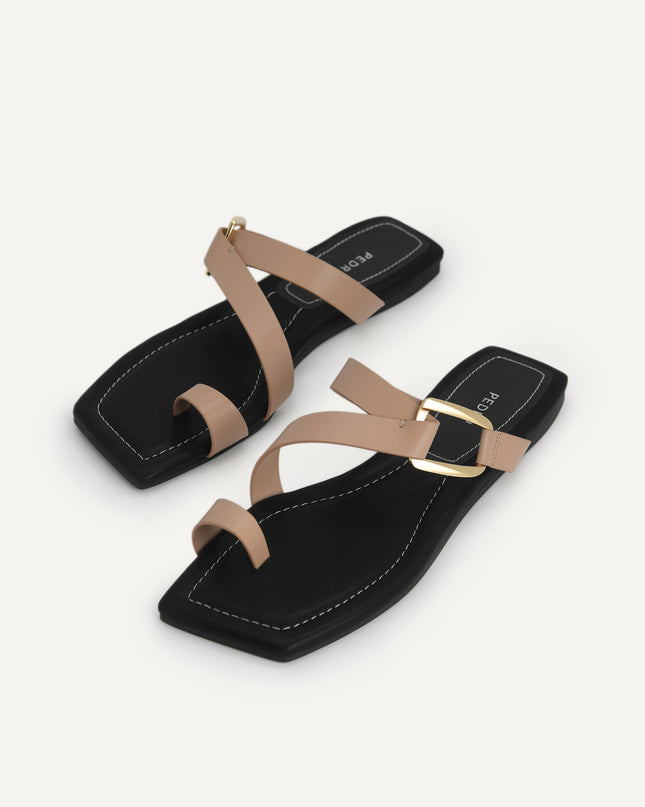 Square-Toe Toe Loop Sandals