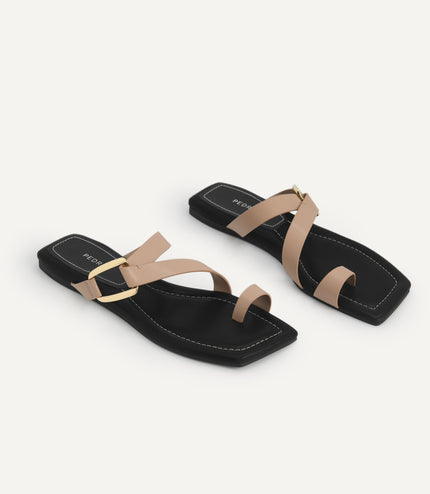 Square-Toe Toe Loop Sandals