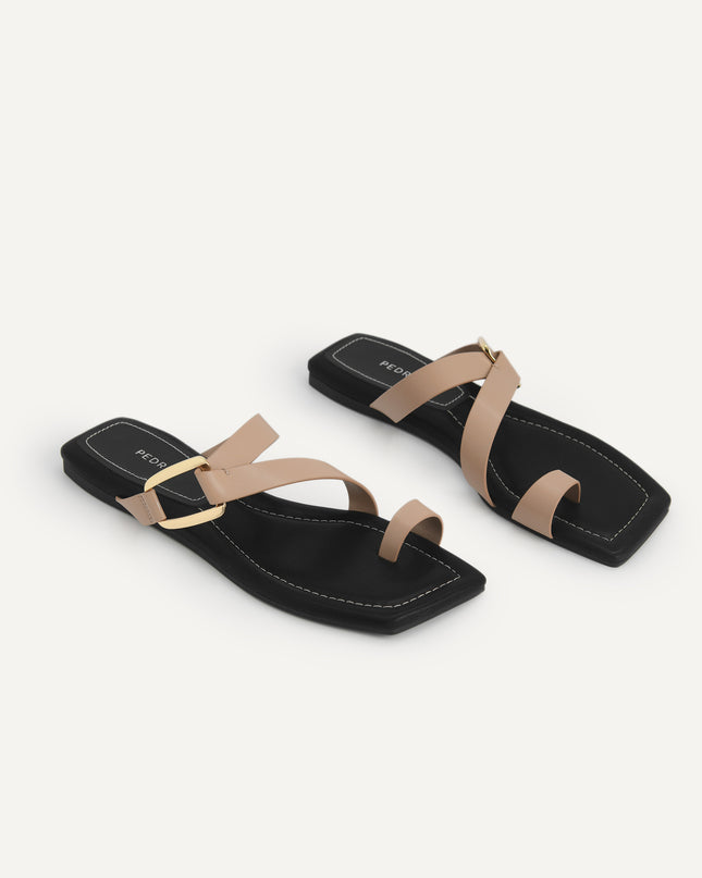 Square-Toe Toe Loop Sandals