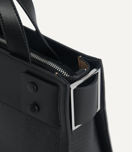 Lizard-Effect Leather Top Handle Bag