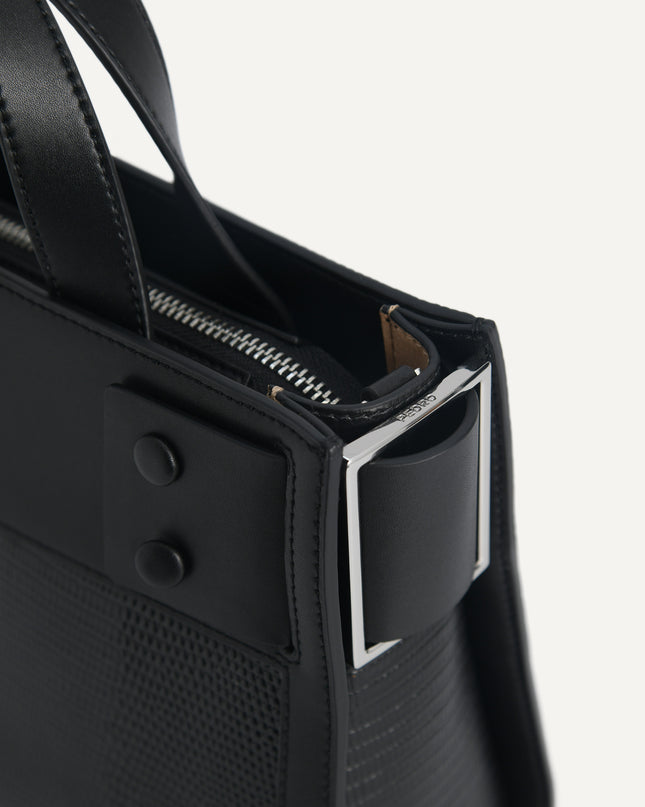 Lizard-Effect Leather Top Handle Bag
