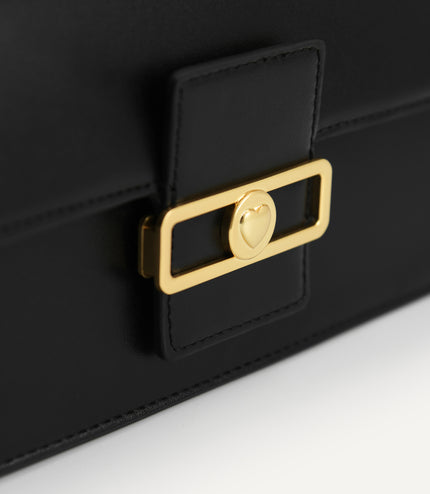 Shoulder Bag with Heart Clasp